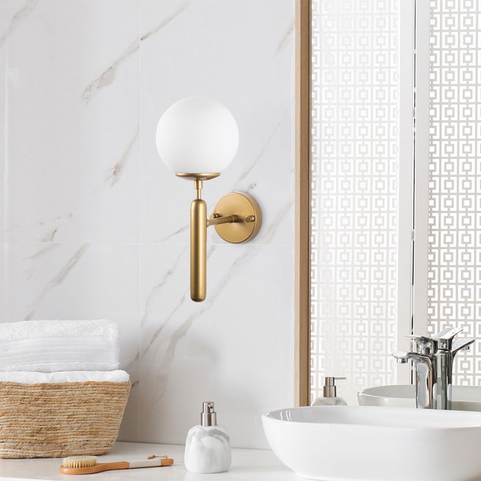 Opviq King - 11458 Lámpara de pared dorada con tapa de cristal